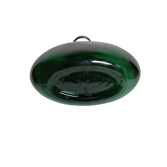 Vtg Heavy Dark Green Glass Teardrop Wine Bottle Marked 37 6" Tall - Picture 7 of 8